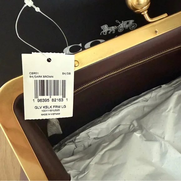 Coach Brown Clutch with Gold Accents - Picture 9 of 13